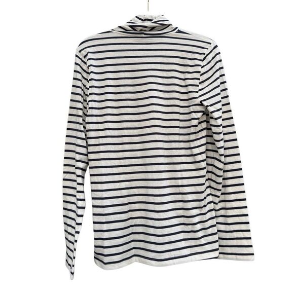 NWT J. Crew Women's Long Sleeve Striped Turtle Neck Top Navy Blue & White Medium - Picture 5 of 9